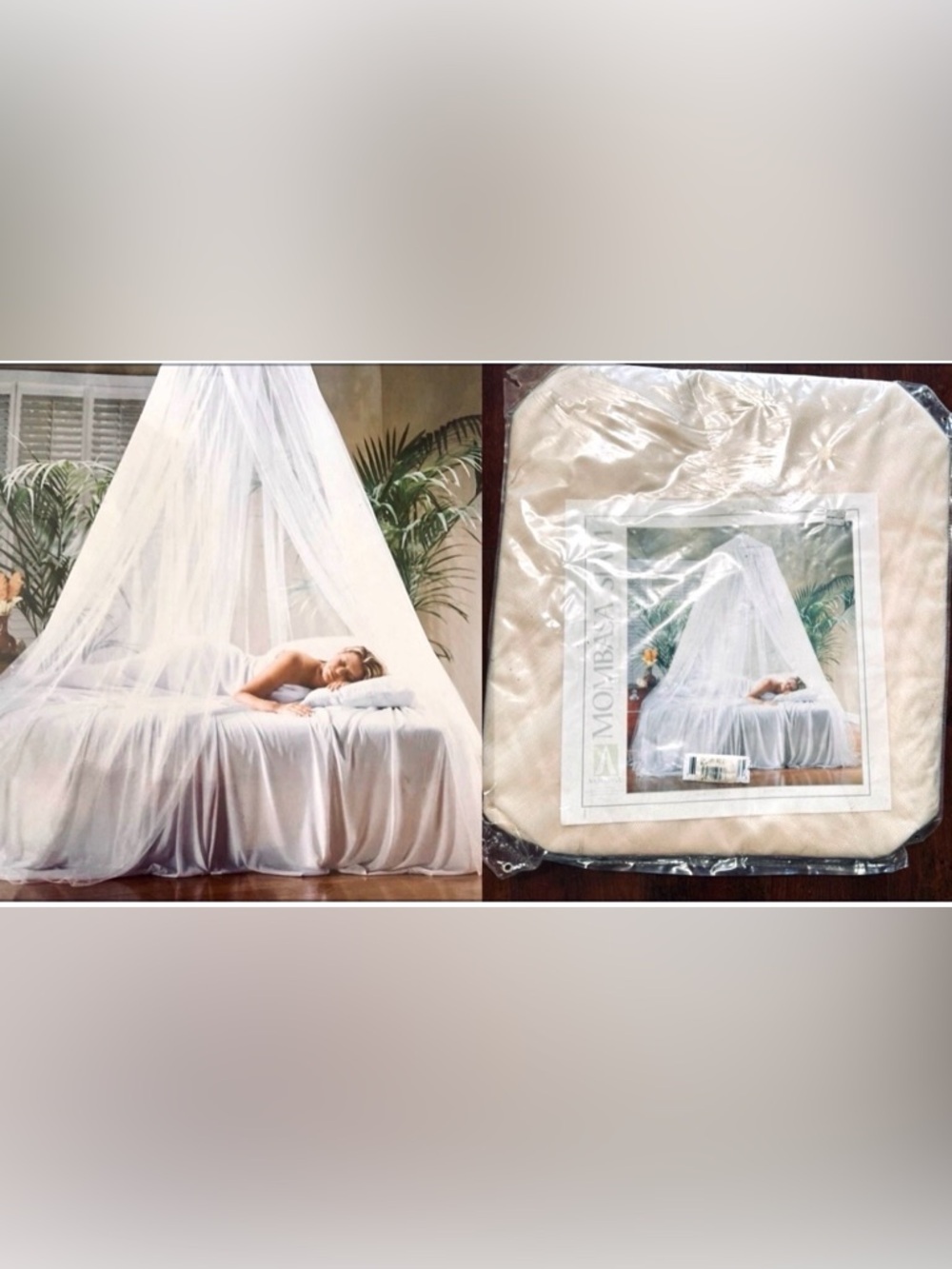 Mombasa Siam Traditional Siamese Mosquito Net Bed Canopy Ivory~New